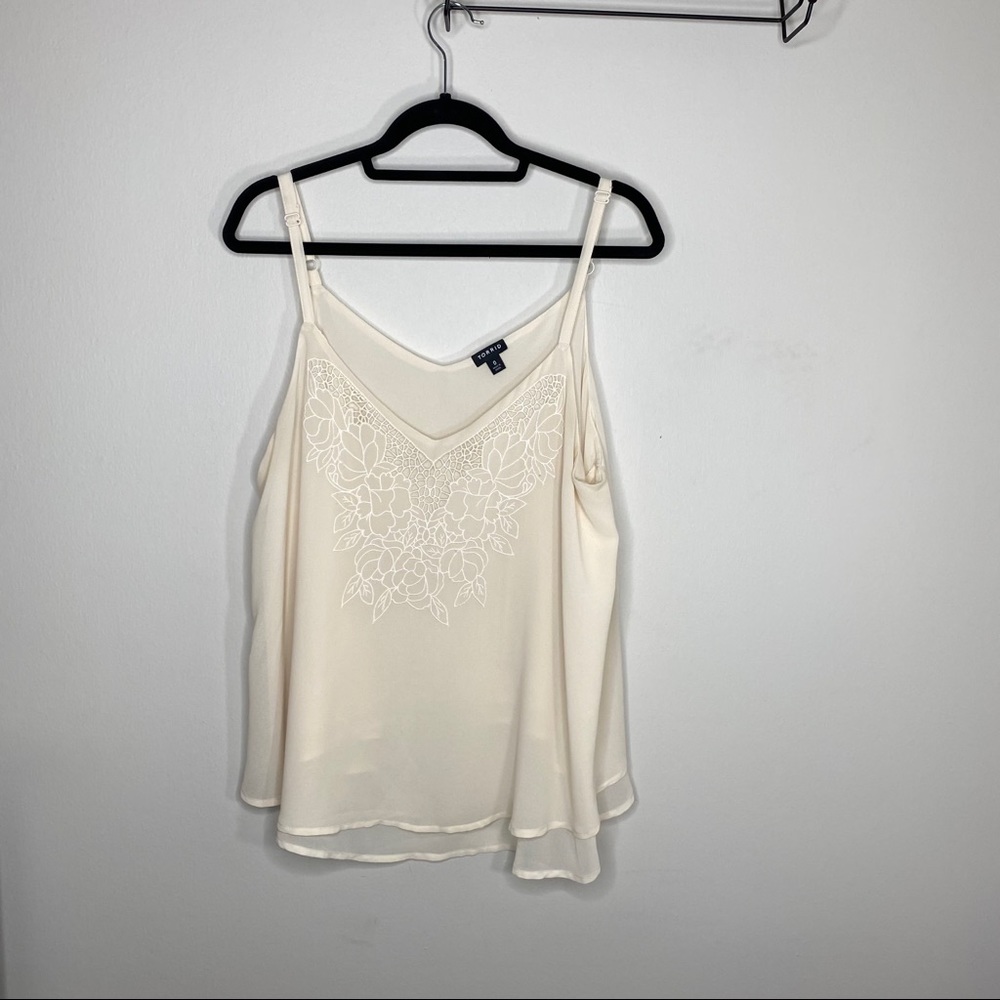 Torrid Cream Floral Flowy Tank Blouse